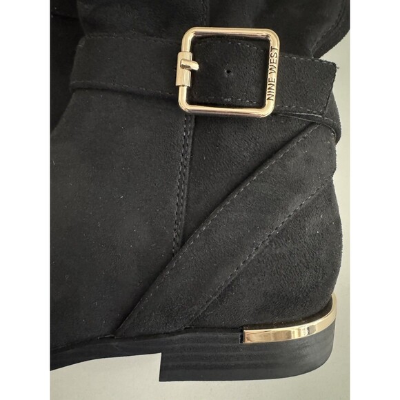 Nine West Andone Over The Knee Boots Womens Sz 8 M Black Faux suede Wide Calf - Picture 12 of 16